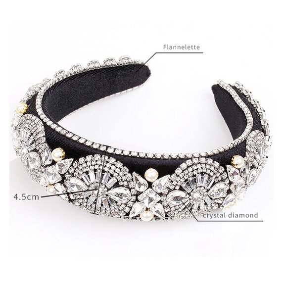 Crystal Pearl Headband Women Rhinestone Baroque Vintage Wedding Bridal Accessori